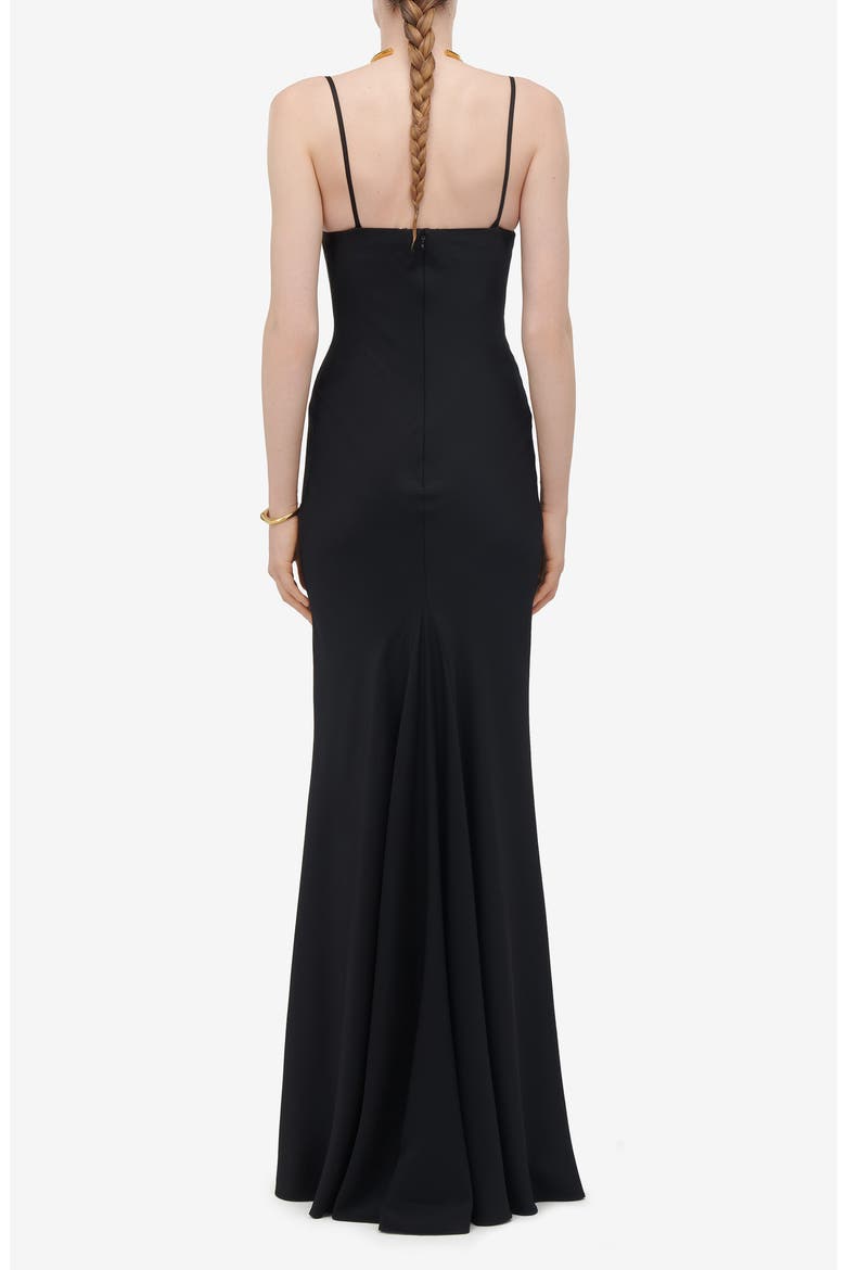 Drape Neck Silk Trumpet Gown, Alternate, color, BLACK