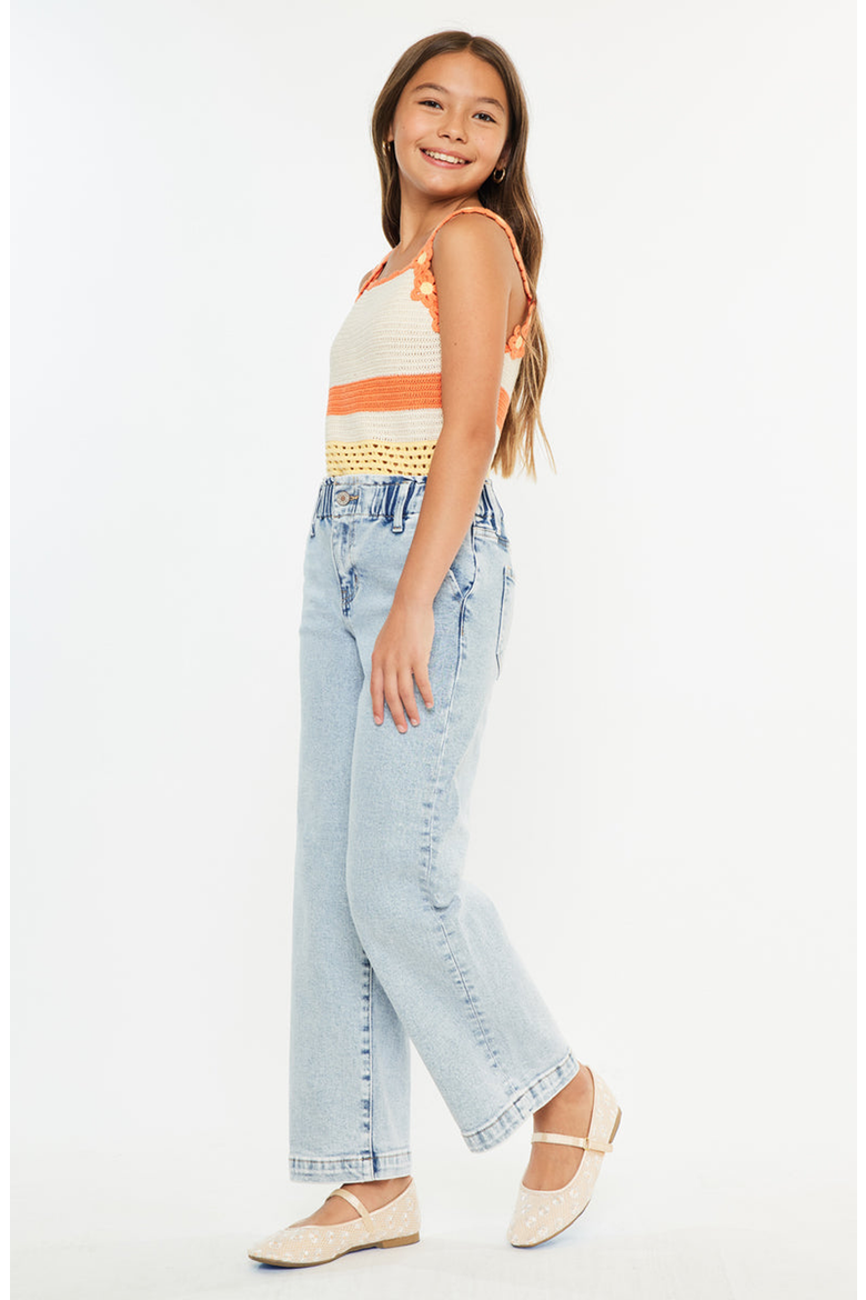 Rubi High Rise Wide Leg Kids Jeans, Alternate, color, Light Wash