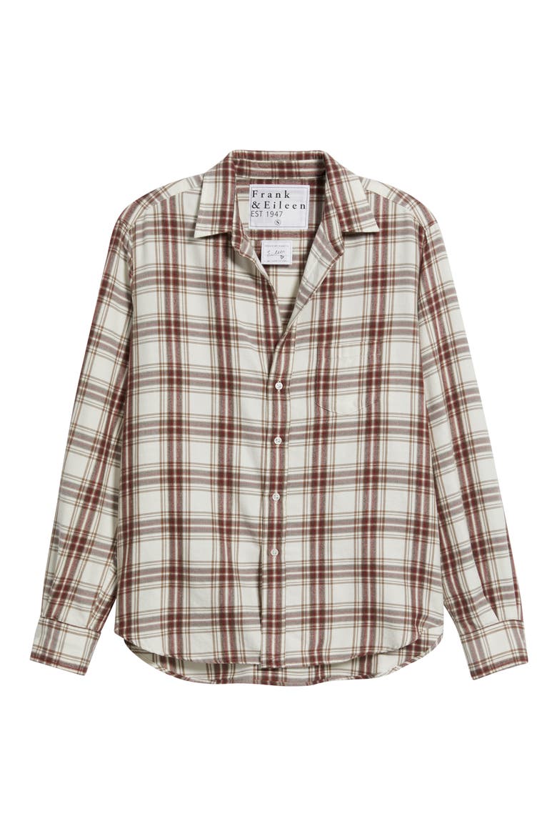 Eileen Relaxed Button-Up Shirt, Alternate, color, CREAM WINE BROWN PLAID