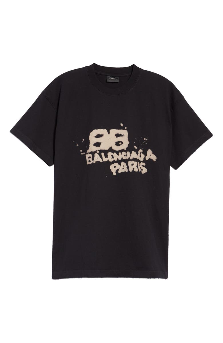 Balenciaga Women's Dirty BB Logo Distressed Cotton Graphic Tee, Alternate, color, 