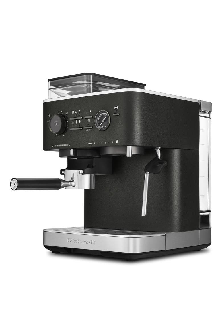 Semi Automatic Espresso Machine with Burr Grinder, Alternate, color, Cast Iron Black