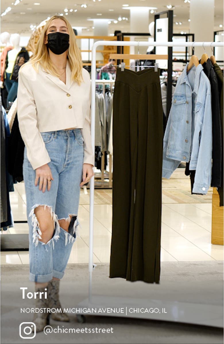 V-Cut Side Slit Cotton Blend Pants, sales video thumbnail