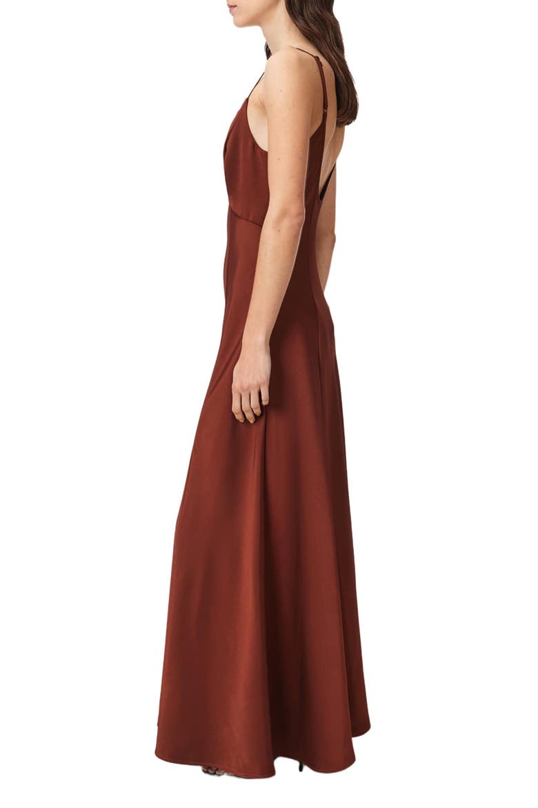 Irina Satin Maxi Slipdress, Alternate, color, RUST BROWN