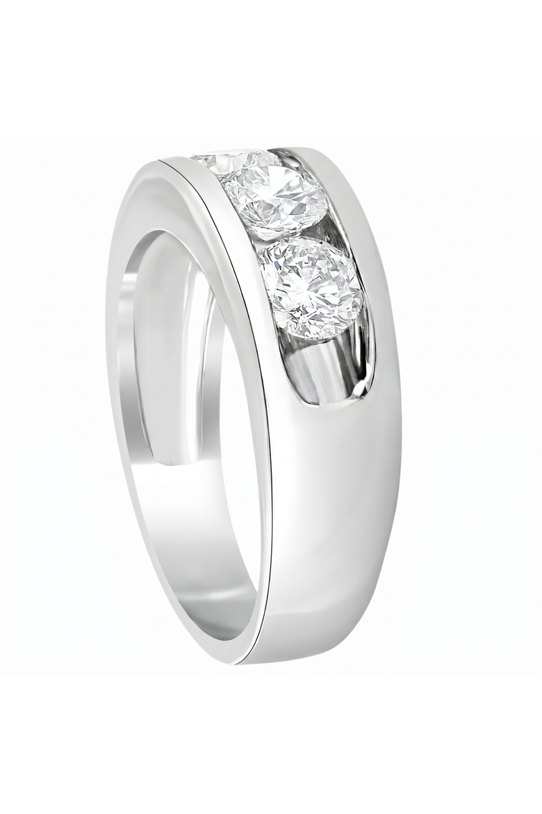 2 1/4Ct Diamond Men's Three Stone Ring 10k Gold Lab Grown, Alternate, color, 10k White Gold