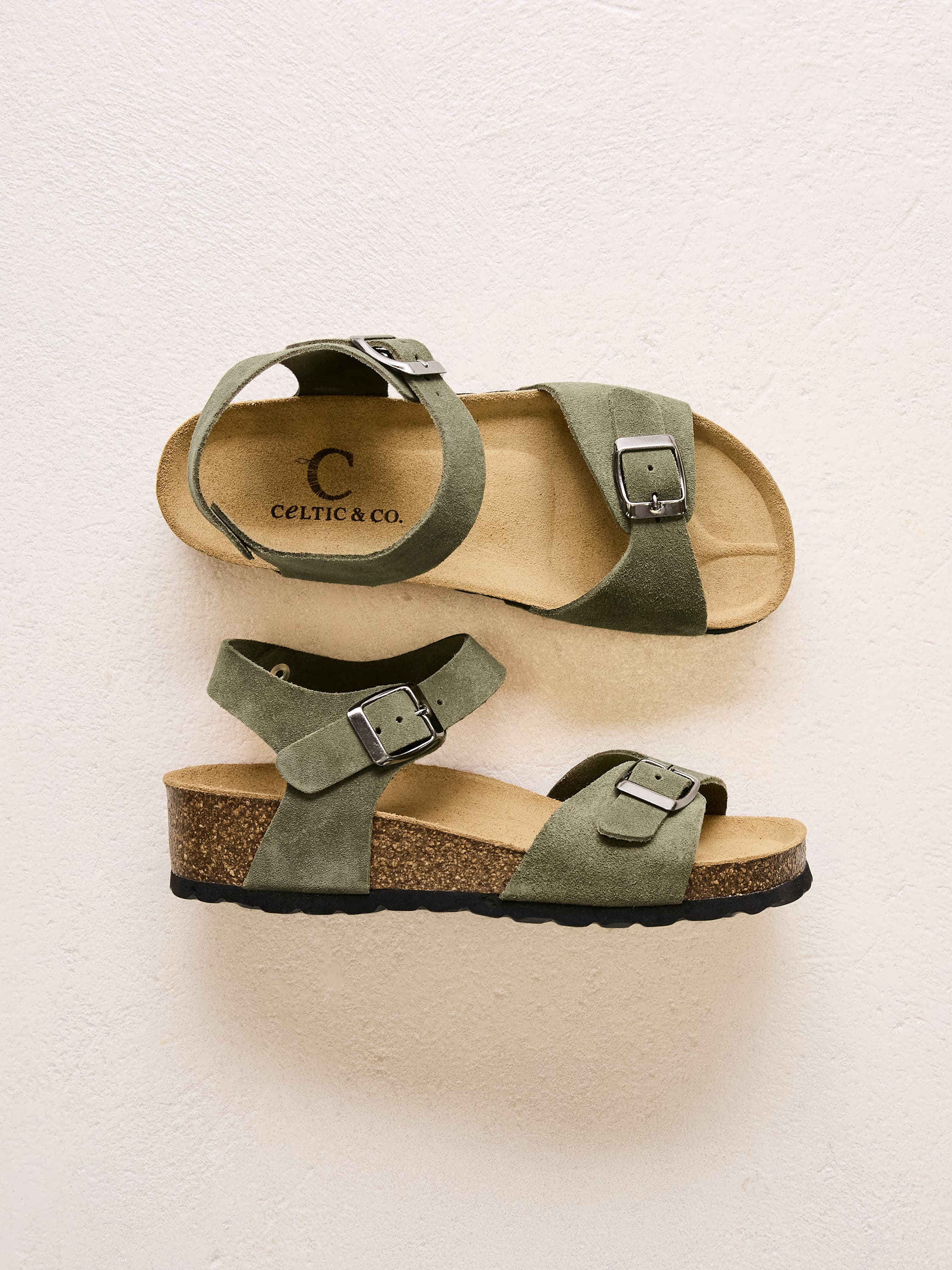 Low Wedge Dbl Buckle Sandal, Alternate, color, OLIVE