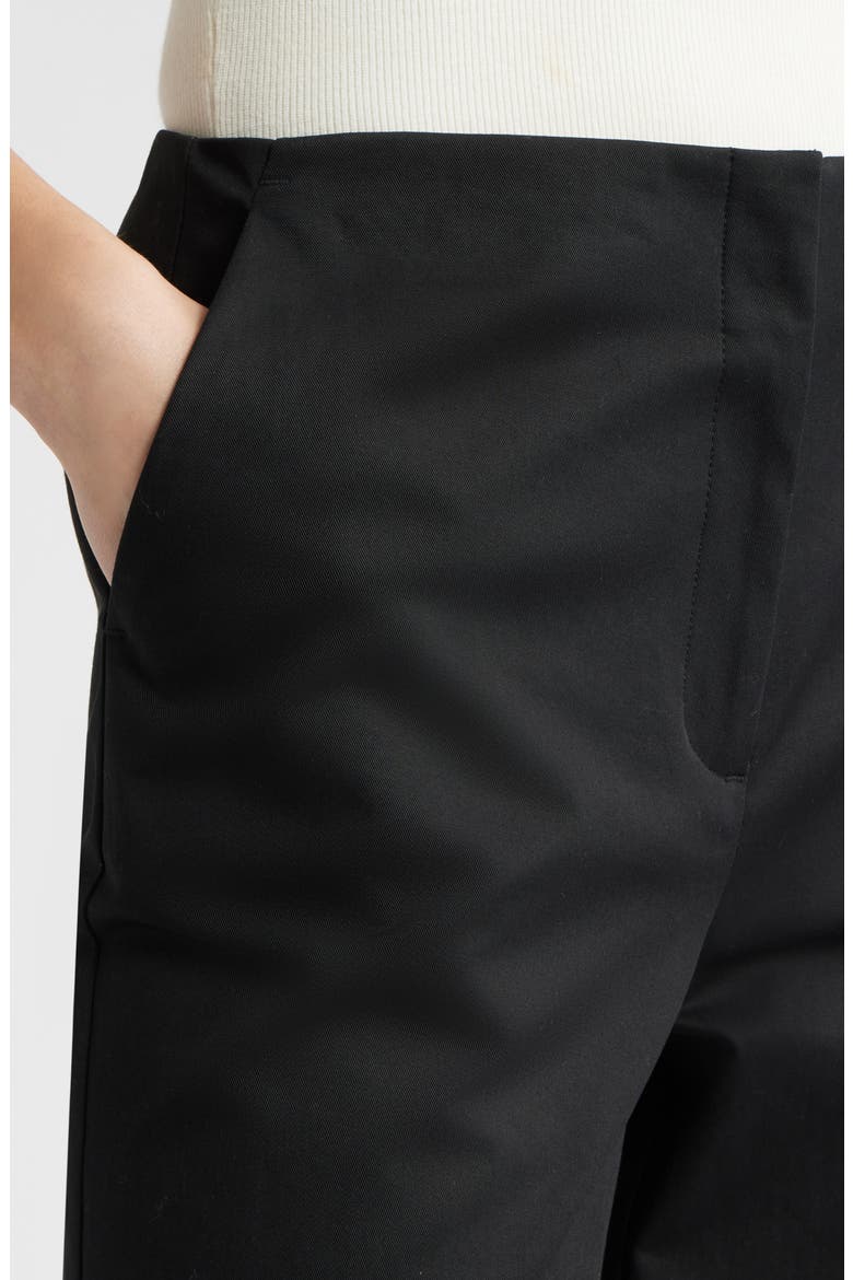 High Waist Stretch Cotton Wide Leg Pants, Alternate, color, BLACK