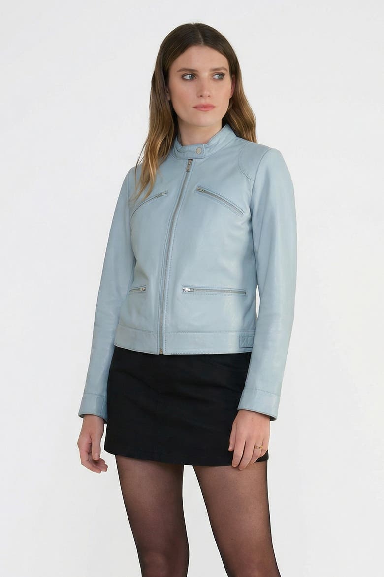 Blair Leather Jacket, Main, color, Blue