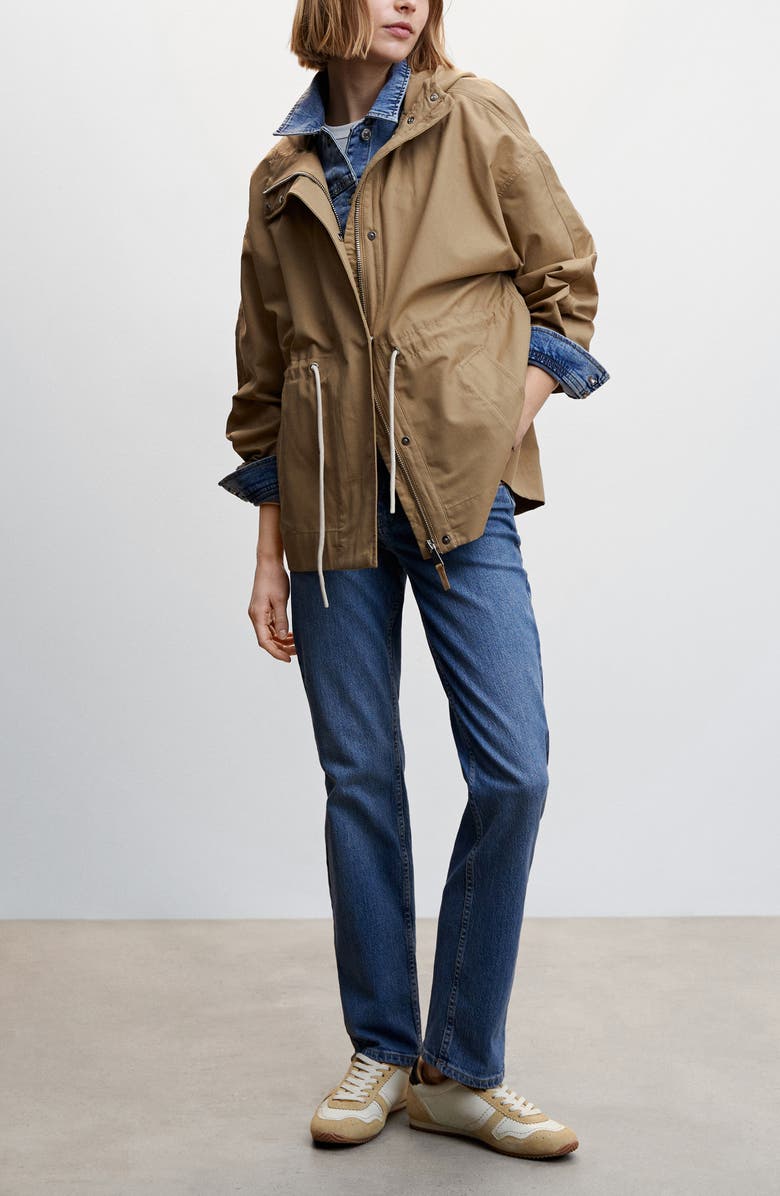 MANGO Split Pocket Hooded Water Repellent Jacket, Alternate, color,