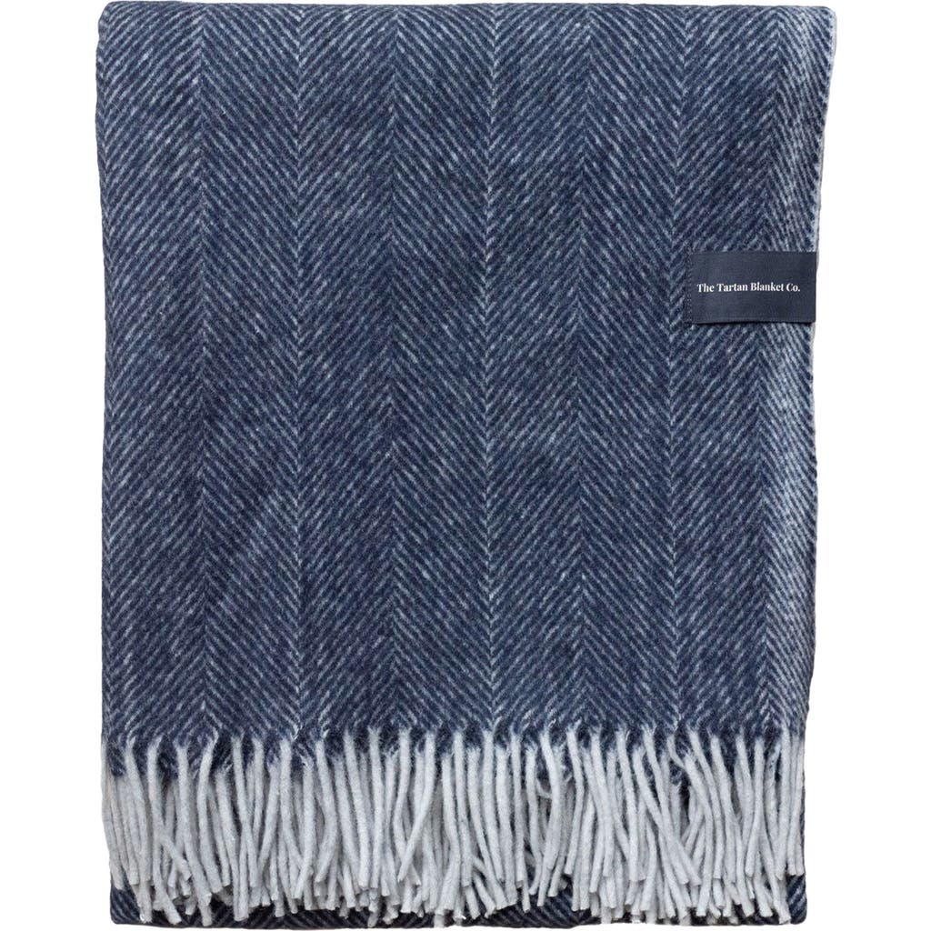 Tbco Recycled Wool Blend Throw Blanket In Blue