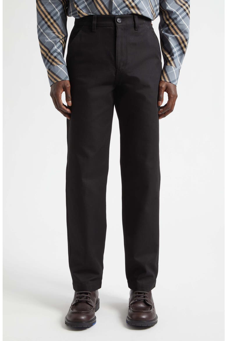 Arthur Cotton Twill Trousers, Main, color, BLACK