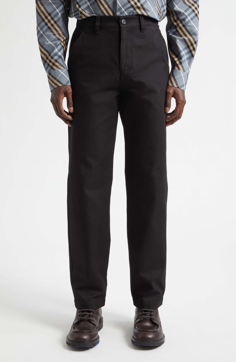 Burberry Arthur Cotton Twill Trousers, Main, color, Black