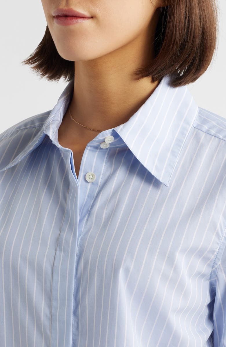 FRAME The Modern Collar Stripe Crop Button-Up Shirt, Alternate, color, Oxford Blue Multi