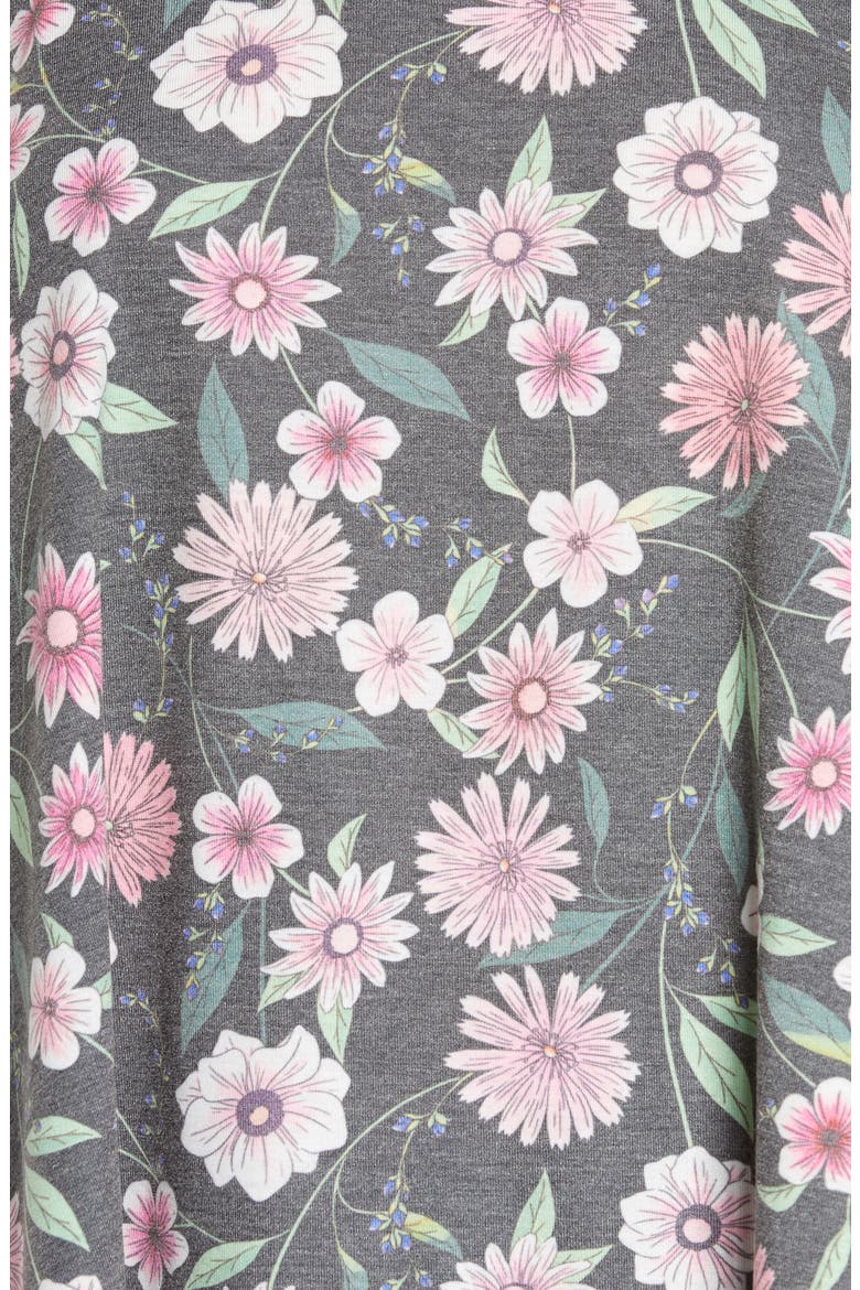 Stephanie II Floral Print Short Pajamas, Alternate, color, BLACK