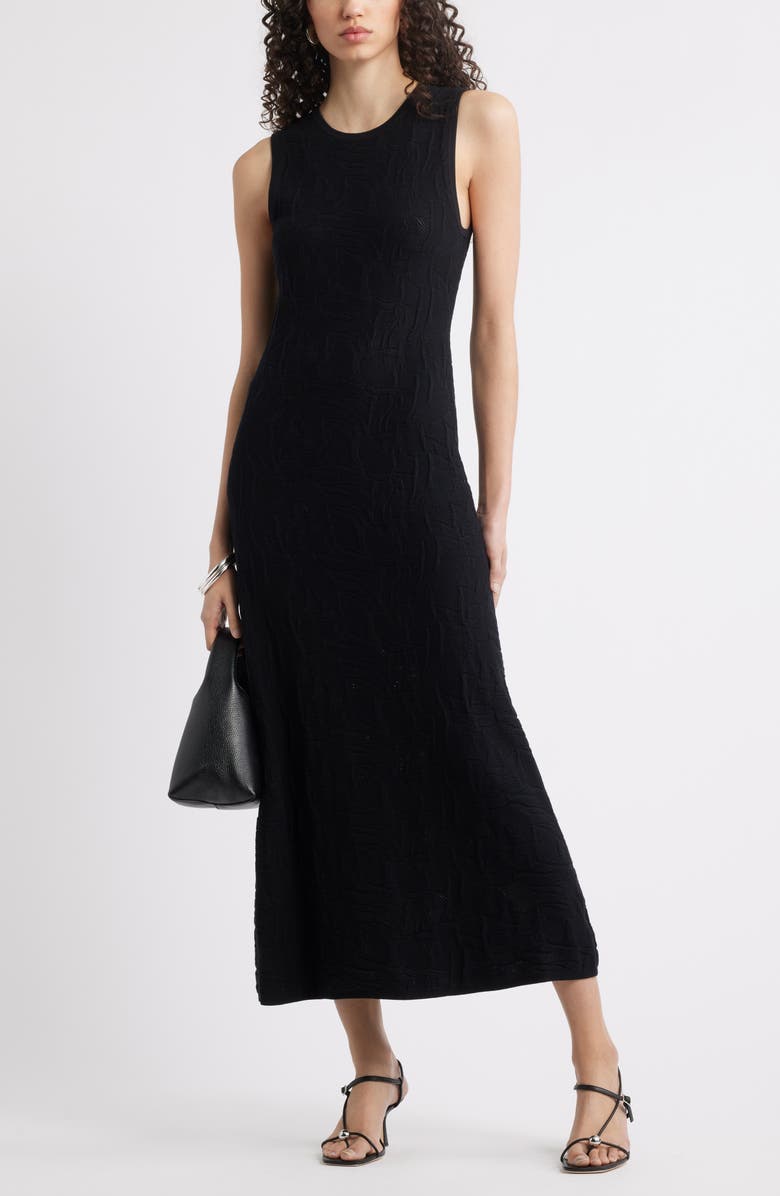 Nordstrom Pointelle Stitch Sleeveless Knit Tank Dress, Alternate, color, Black