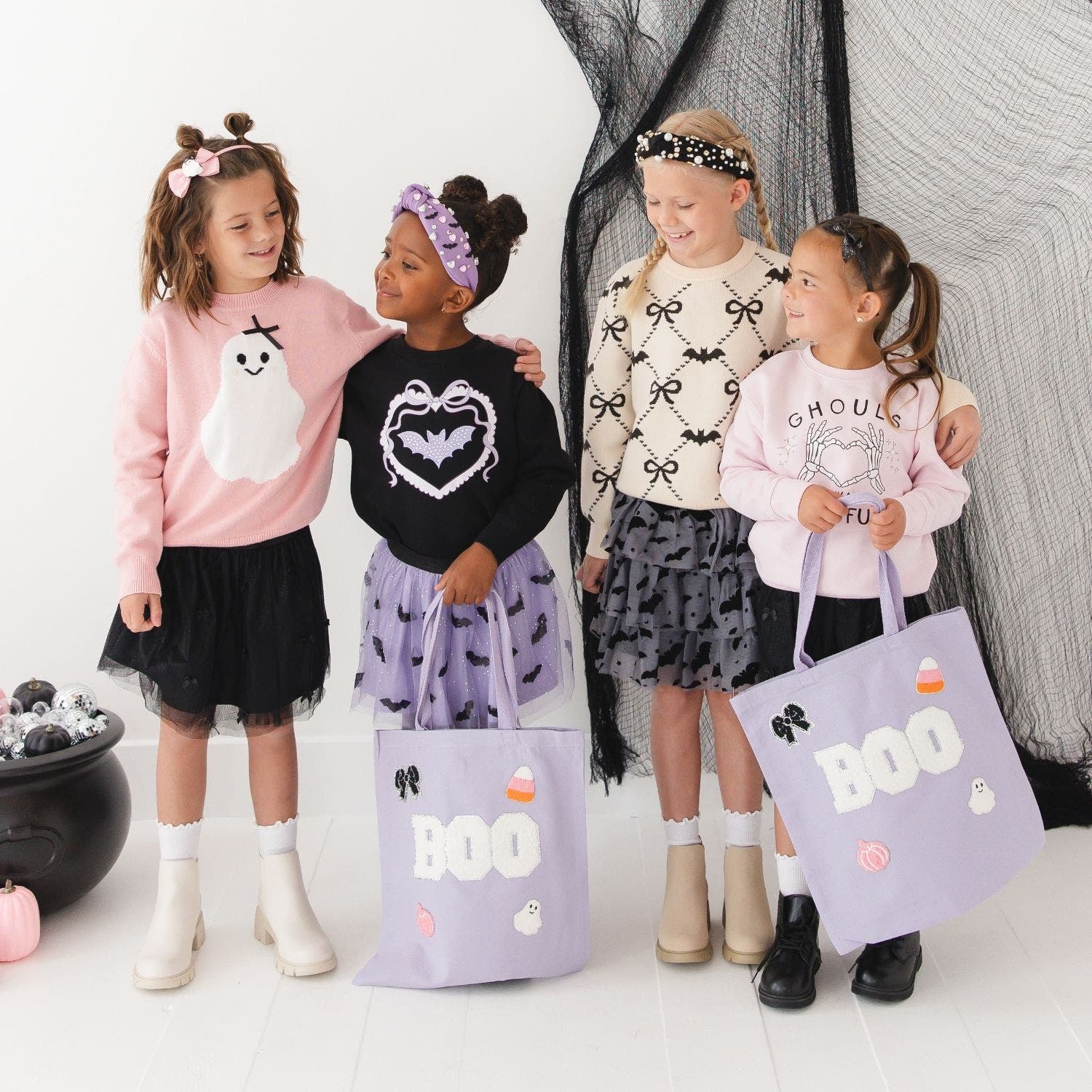 Boo Trick or Treat Patch Halloween Tote, Alternate, color, Lavender