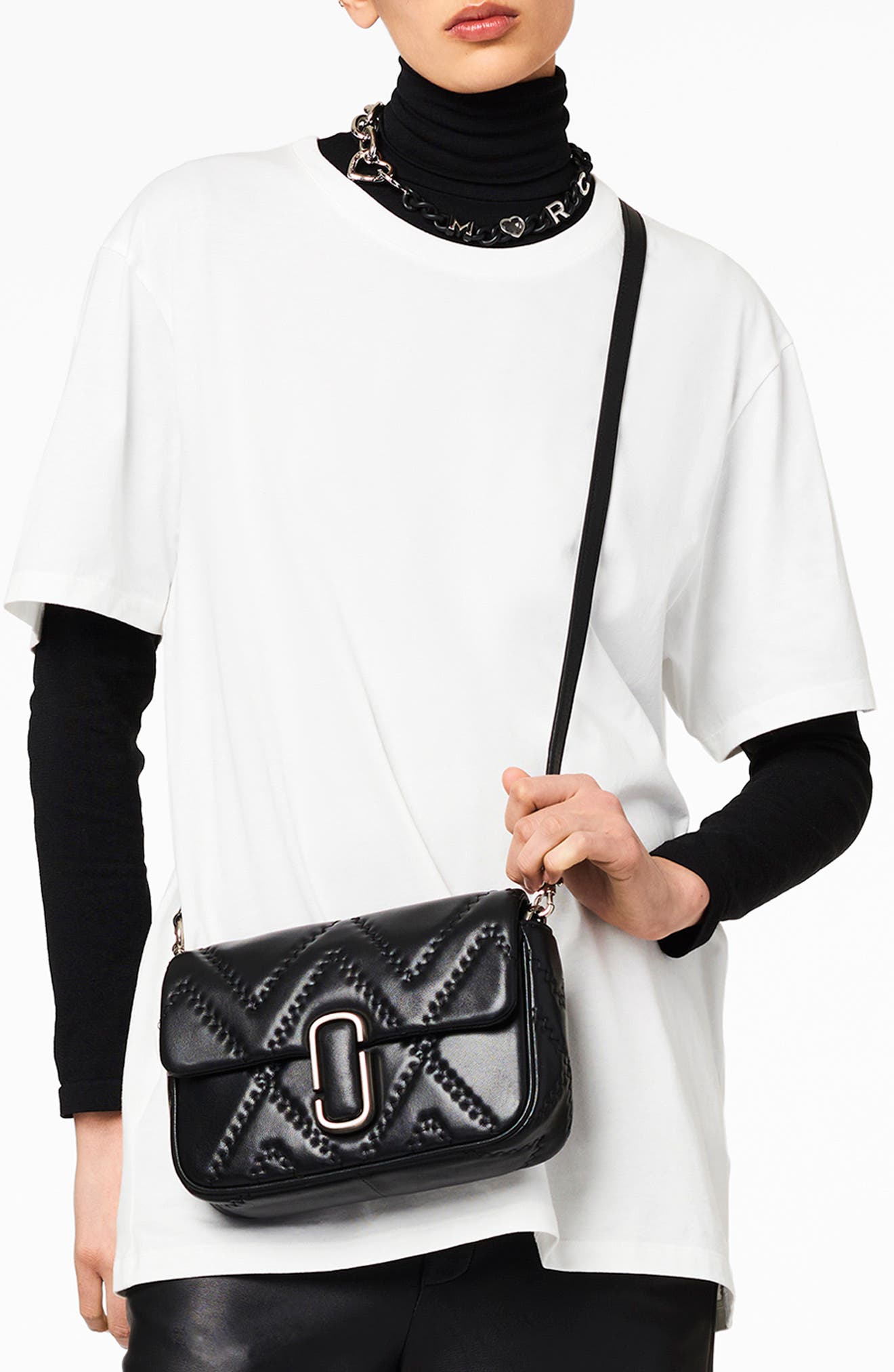 Marc Jacobs The J Marc Quilted Leather Shoulder Bag, Alternate, color, 