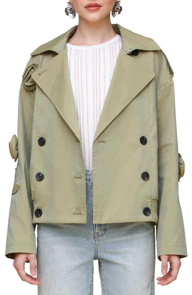 Avec Les Filles Rosette Trench Bomber Jacket, Alternate, color,