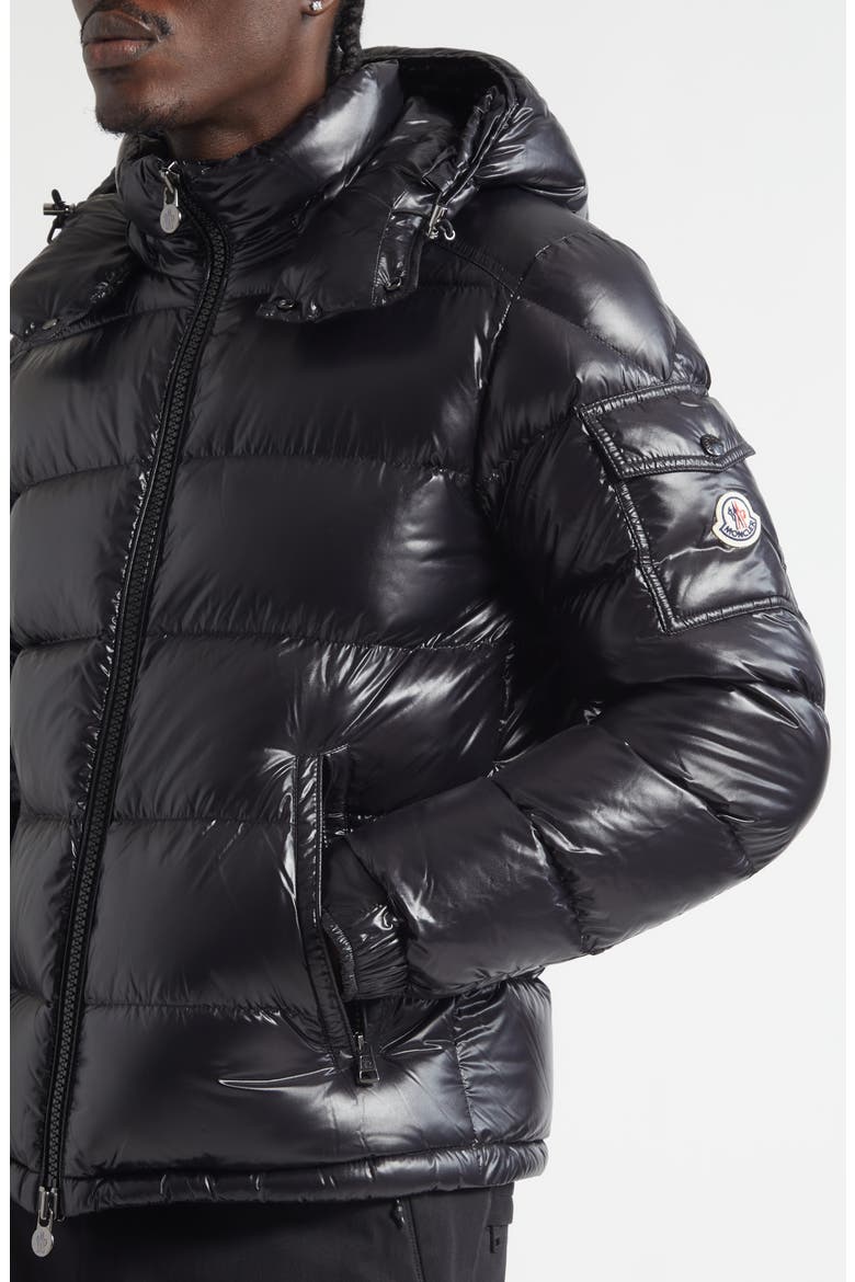 Maya Lacquered Nylon Down Jacket, Alternate, color, BLACK