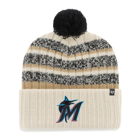 Men's '47 Natural Miami Marlins Tavern Cuffed Knit Hat with Pom