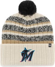 '47 Men's '47 Natural Miami Marlins Tavern Cuffed Knit Hat with Pom