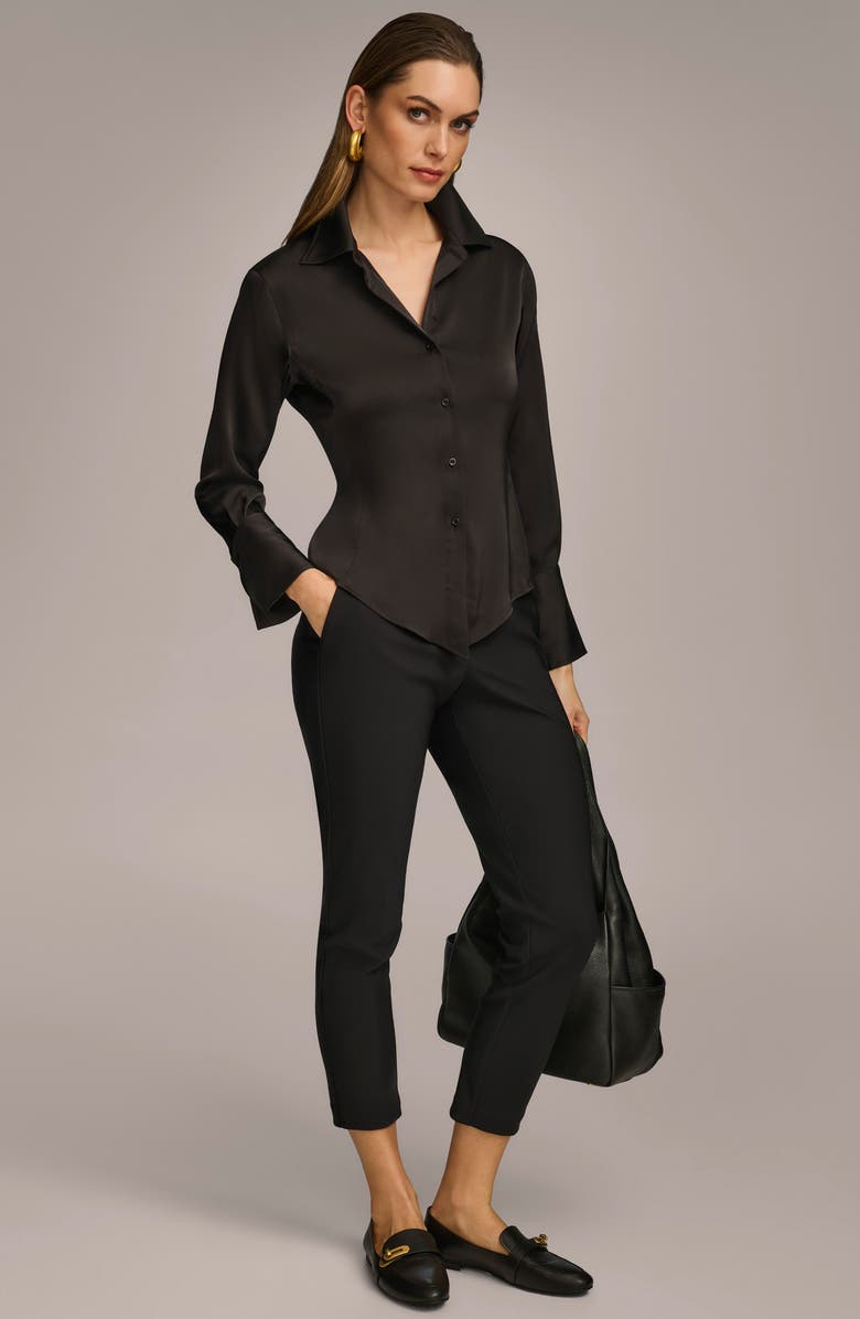 Donna Karan New York Long Sleeve Button-Up Shirt, Alternate, color, Black