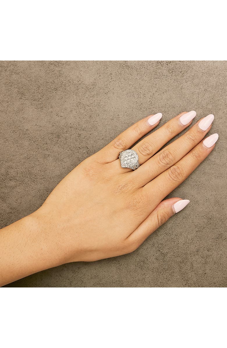 Haus of Brilliance Sterling Silver 1 Cttw Diamond Pear-Shaped Triple Halo Cluster Ring, Alternate, color, Silver