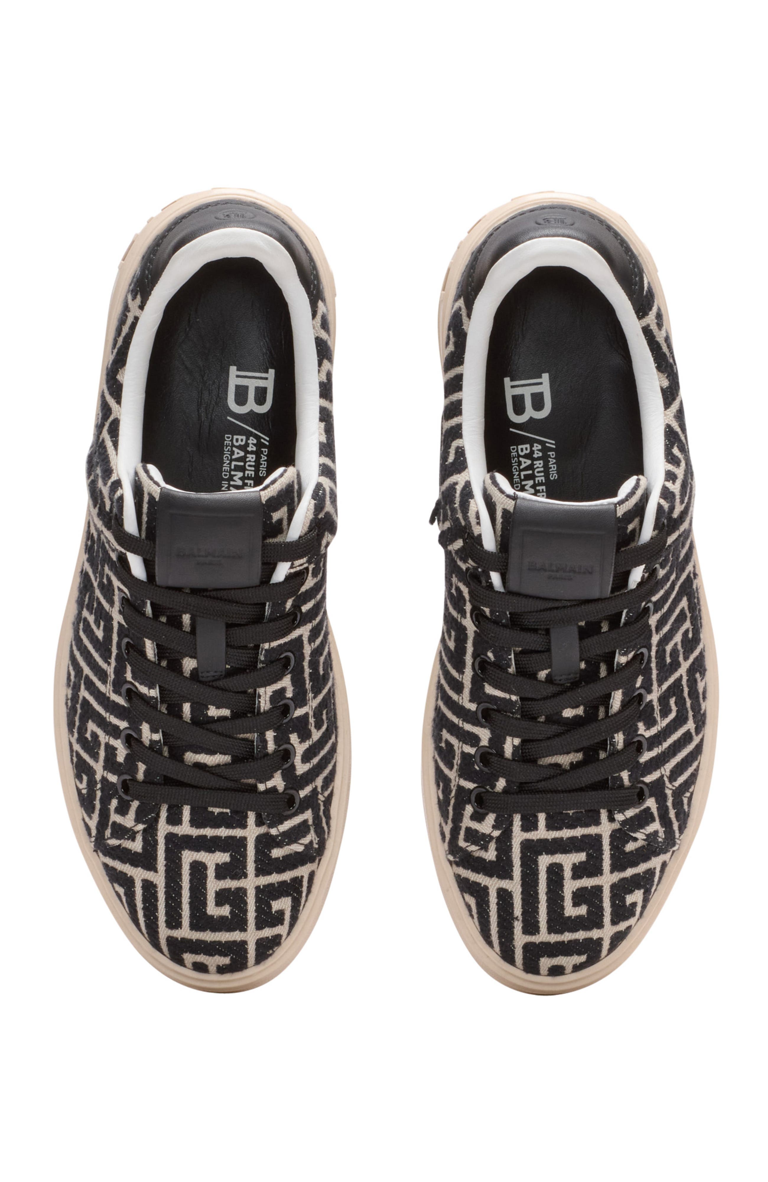Balmain Monogram jacquard B-Court trainers, Alternate, color, Black