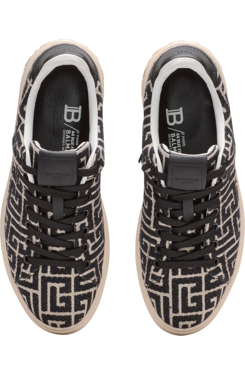 Balmain Monogram jacquard B-Court trainers, Alternate, color, Black