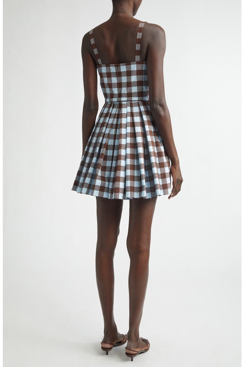 Gingham Cotton Stretch Poplin Fit & Flare Minidress, Alternate, color, ICE/ MAHOGANY