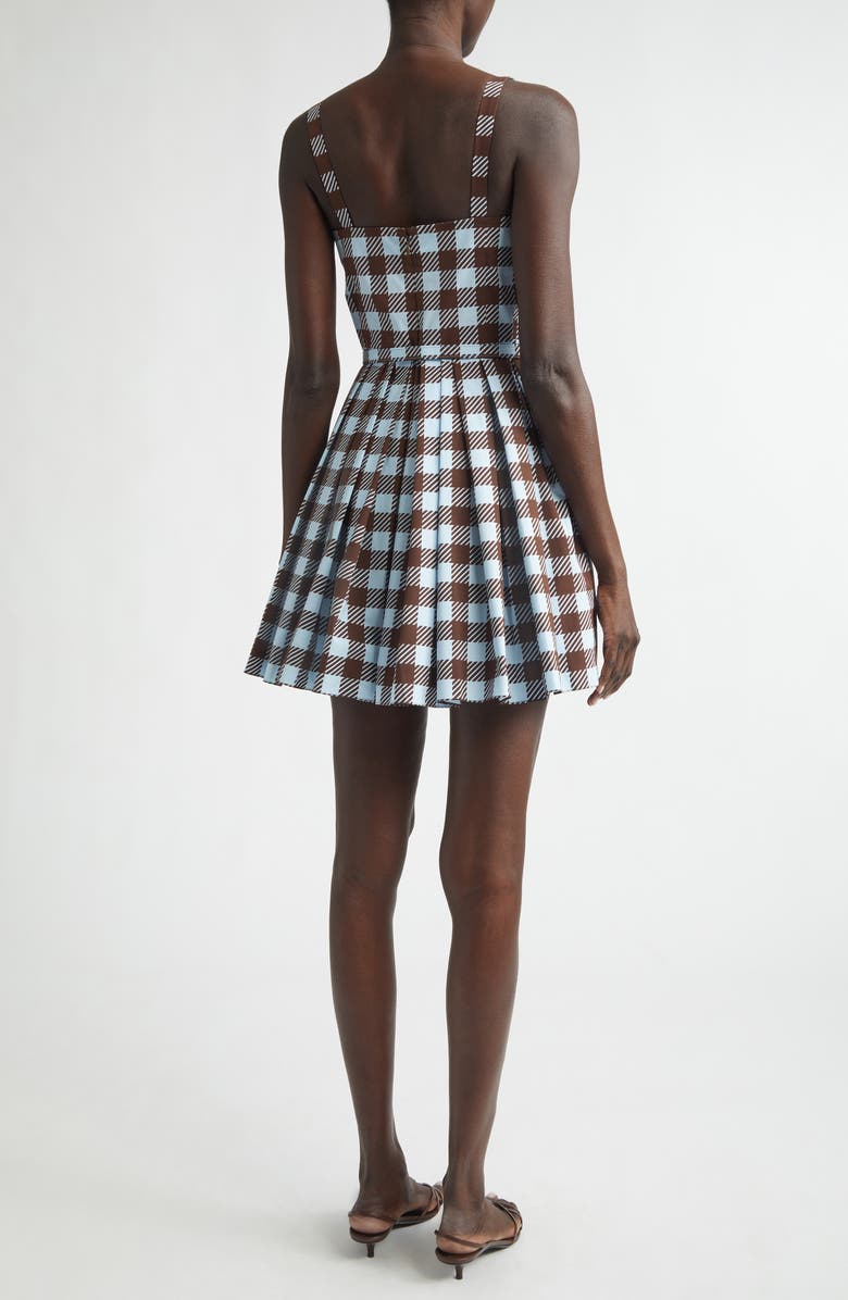 Oscar de la Renta Gingham Cotton Stretch Poplin Fit & Flare Minidress, Alternate, color, Ice/ Mahogany