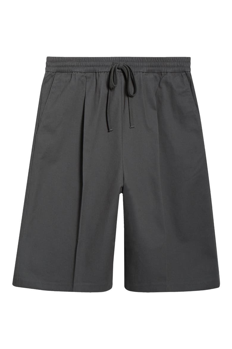 Pleat Front Relaxed Fit Drawstring Cotton Twill Shorts, Alternate, color, IRON GREY