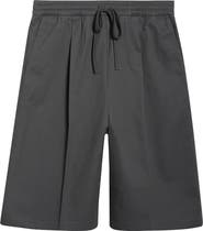 Fear of God Essentials Pleat Front Relaxed Fit Drawstring Cotton Twill Shorts