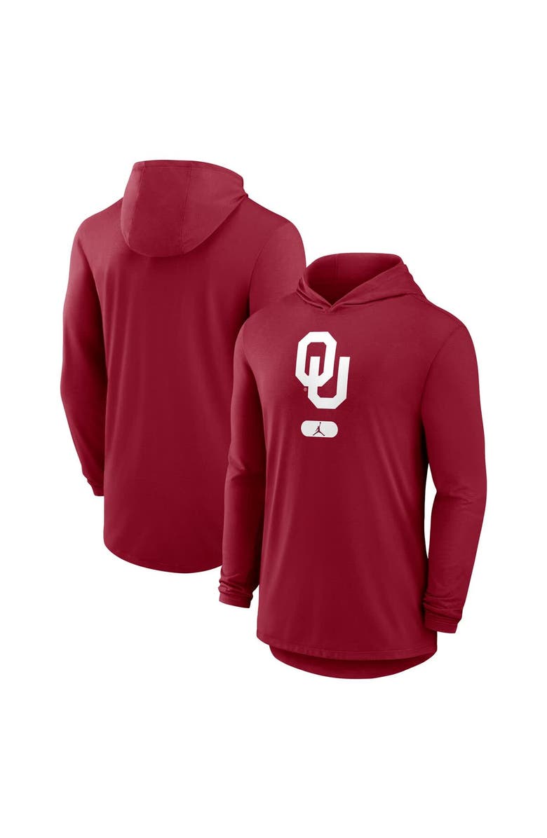 Jordan Brand Men's Jordan Brand Crimson Oklahoma Sooners Primetime Tri-Blend Dri-FIT Long Sleeve Hoodie T-Shirt, Main, color,