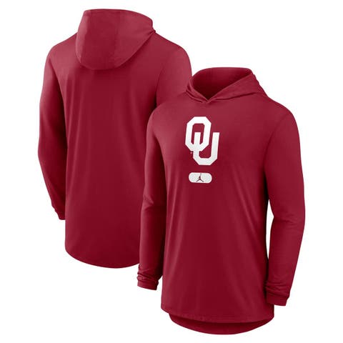 Men's Jordan Brand Crimson Oklahoma Sooners Primetime Tri-Blend Dri-FIT Long Sleeve Hoodie T-Shirt
