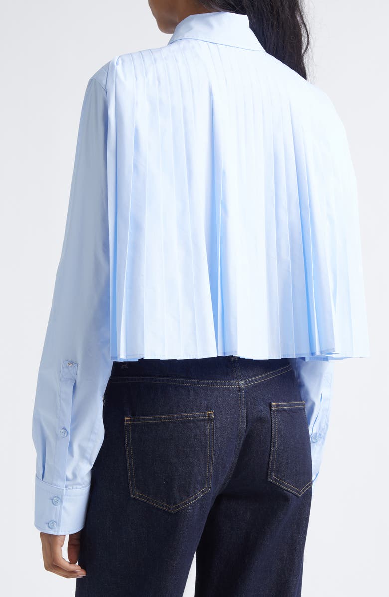 SPORTMAX Ceppo Pleated Poplin Button-Up Shirt, Alternate, color, Light Blue