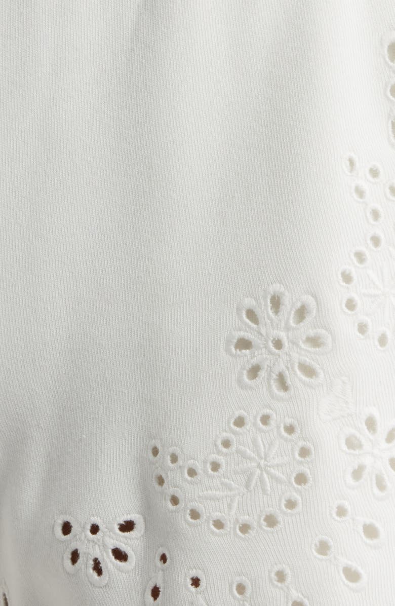 LoveShackFancy Abrah Eyelet Knit Shorts, Alternate, color, True White