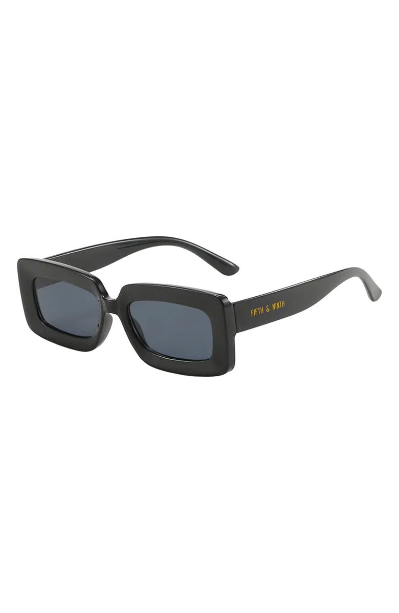 Fifth & Ninth River 51mm Polarized Rectangular Sunglasses, Alternate, color, Black/ Black