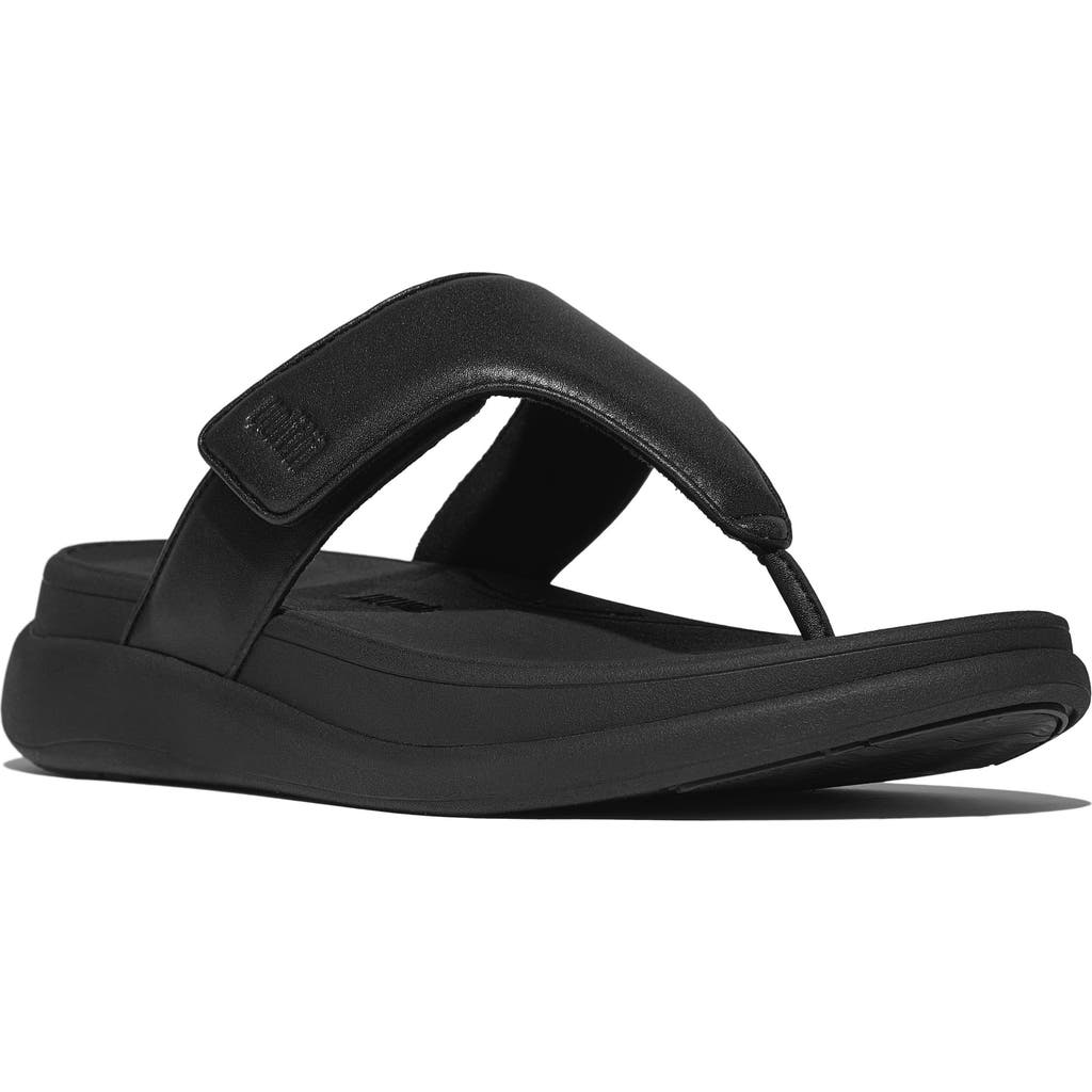 Fitflop F-mode Go Adjustable Platform Flip Flop In Black