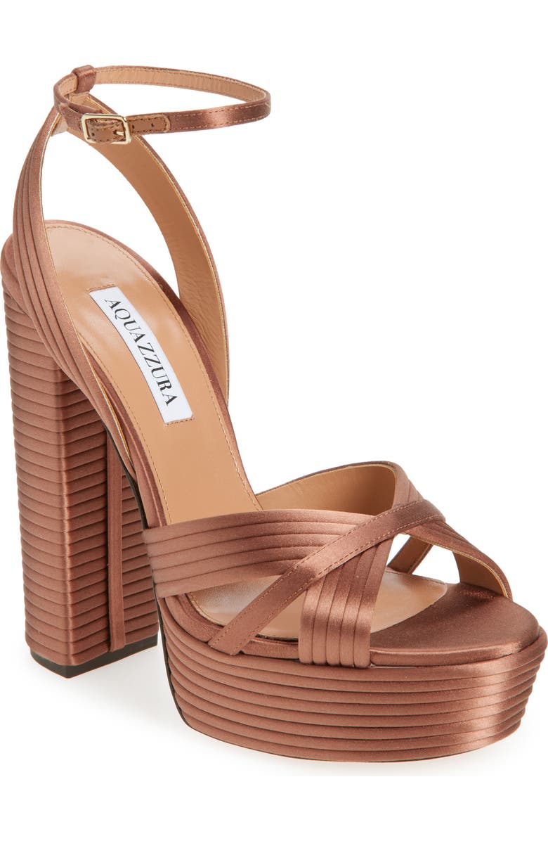 Aquazzura Sundance Platform Sandal, Main, color, Walnut