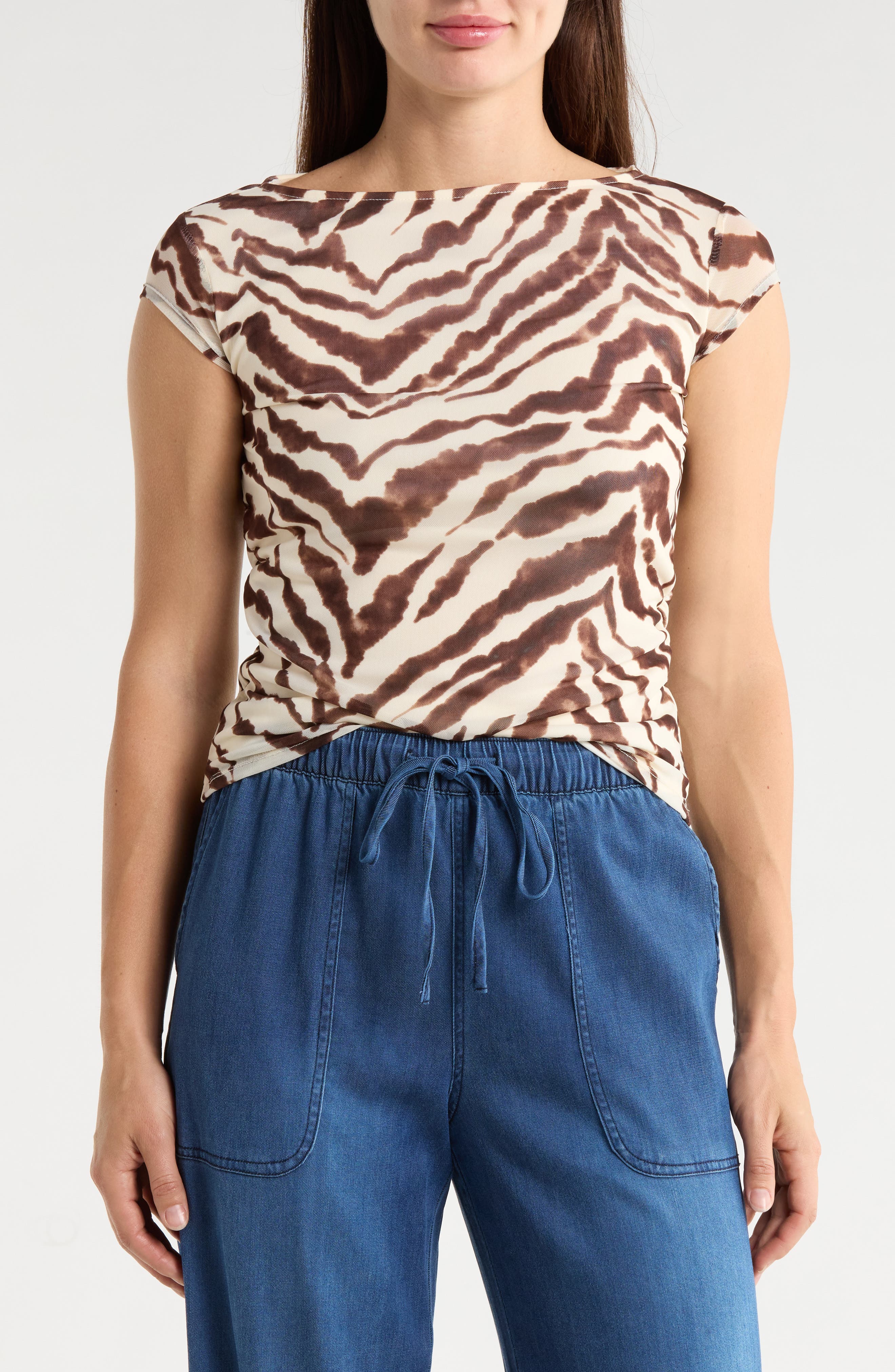 Sanctuary Meet You There Cap Sleeve Mesh Top
