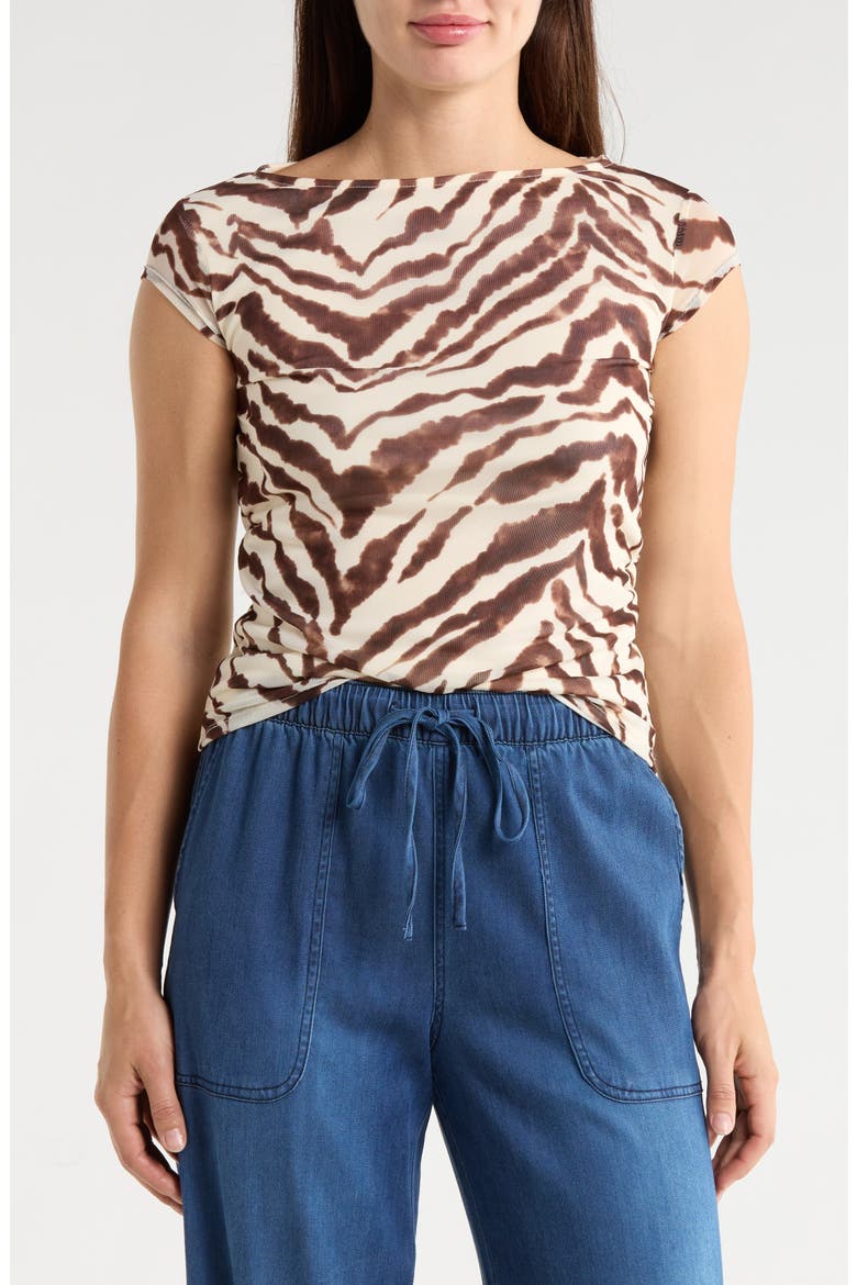 Meet You There Cap Sleeve Mesh Top, Main, color, RUN WILD