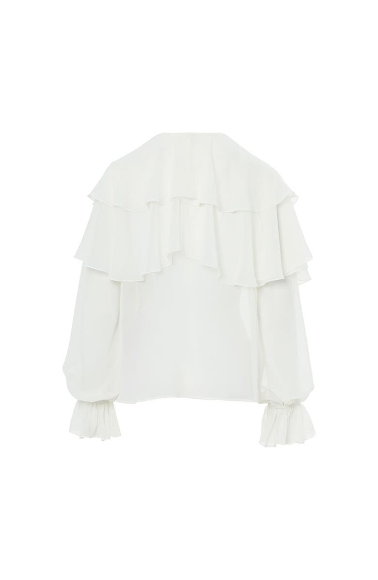 Gizia Ruffled Long-Sleeve Blouse with Elasticated Cuffs, Alternate, color,