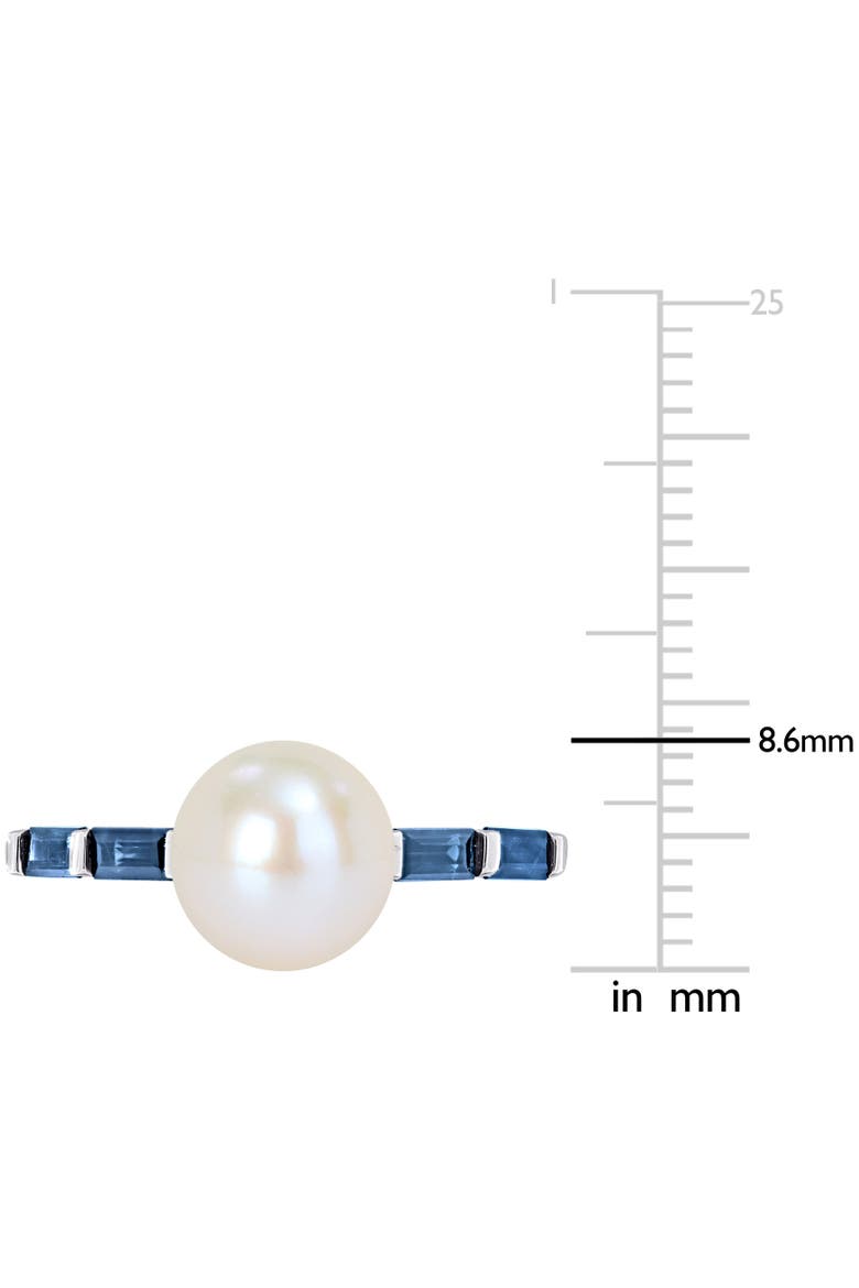 Cultured Pearl & Gemstone Ring 10k, Alternate, color, Sapphire/White Gold