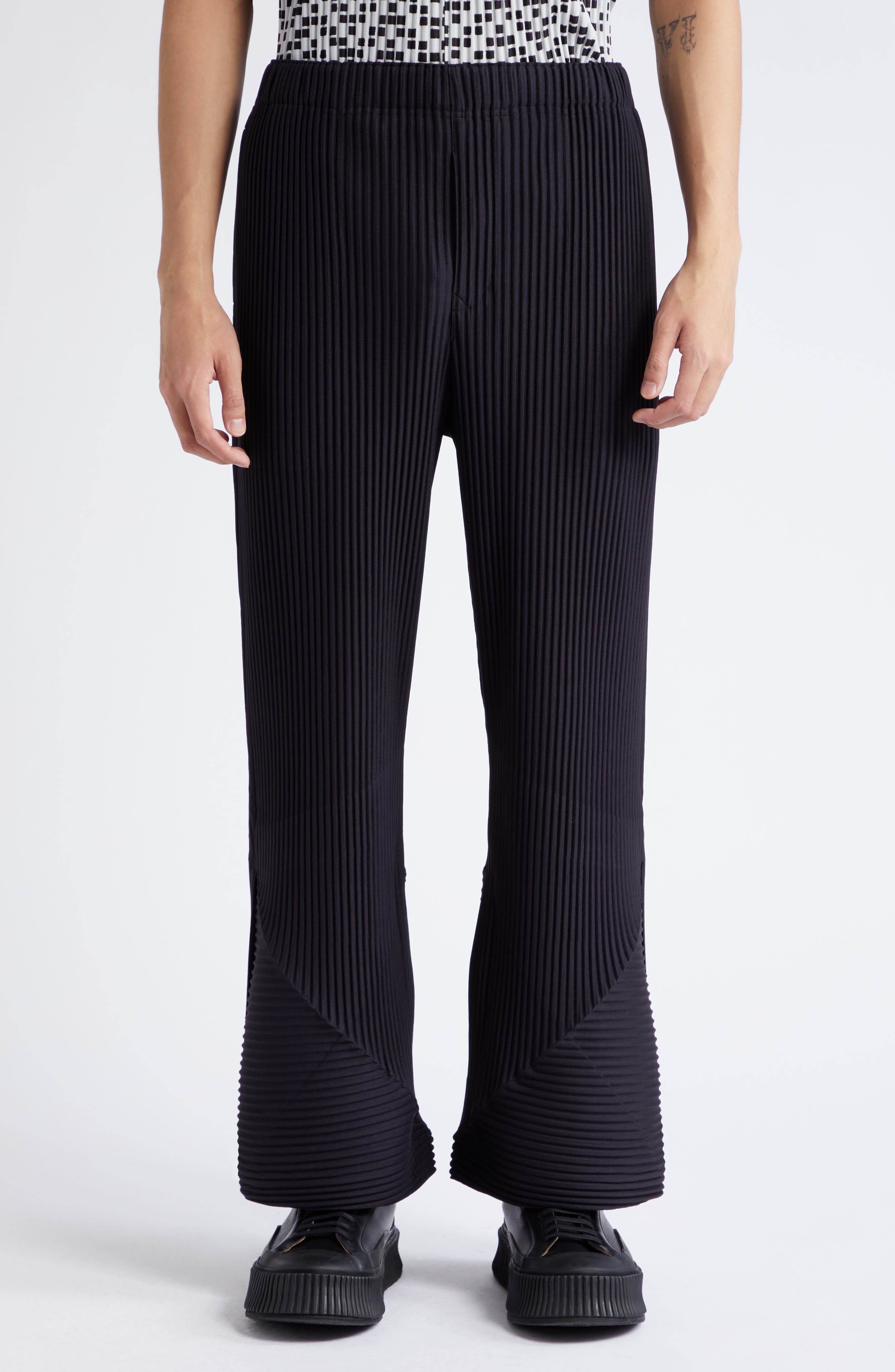 Homme Plissé Issey Miyake Stem Pleated Flare Leg Pants (Men) | Nordstrom