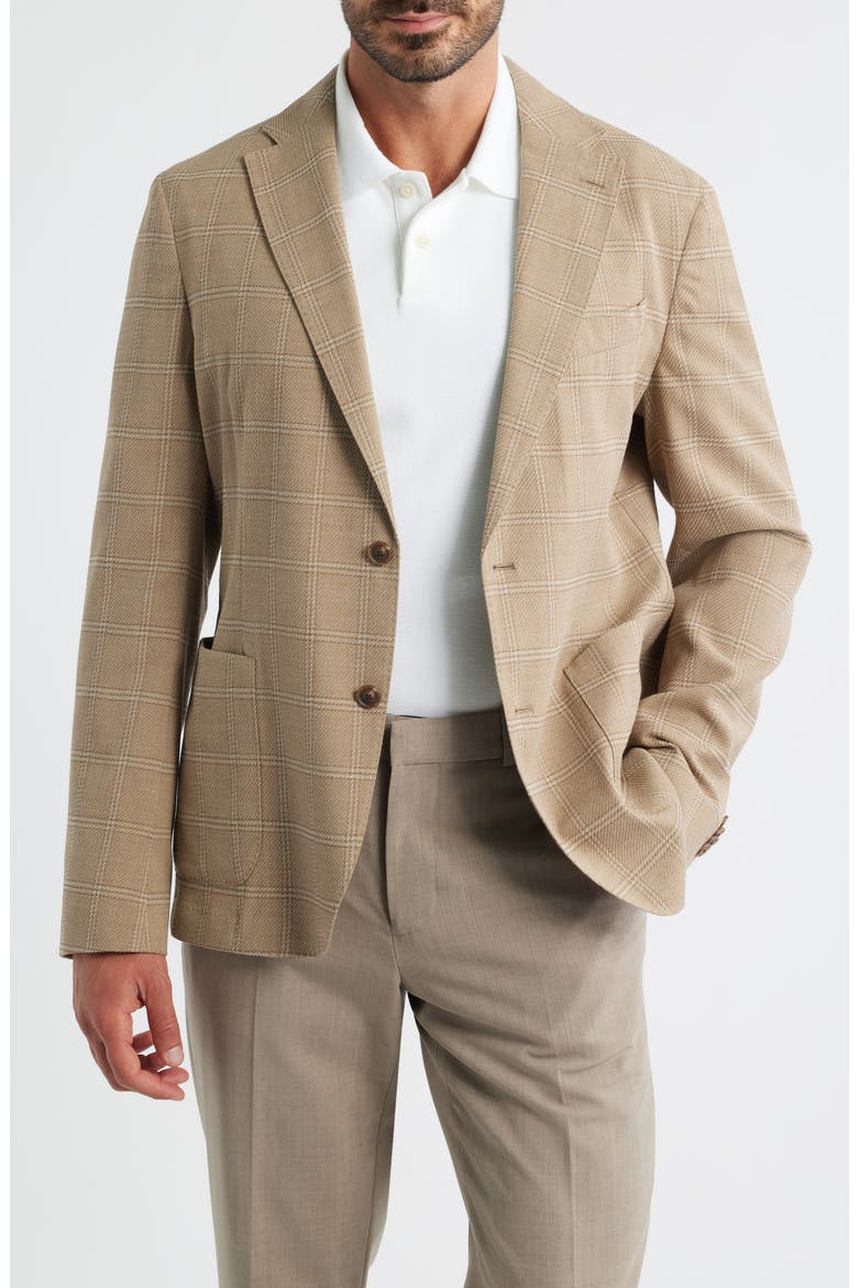 Hanry Slim Fit Check Stretch Wool & Cotton Sport Coat, Main, color, MEDIUM BEIGE