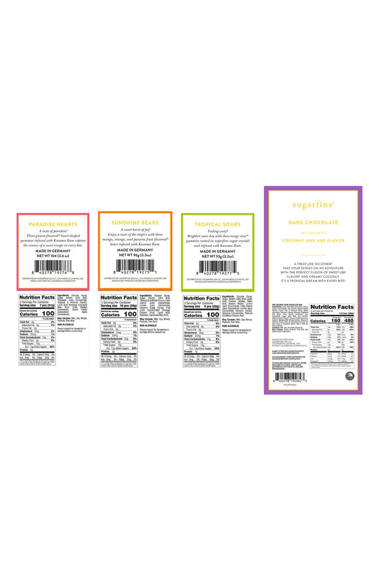 sugarfina Tropical Treats 3-Piece Bento Box & Coconut Dreams Candy Bar Set, Alternate, color, 