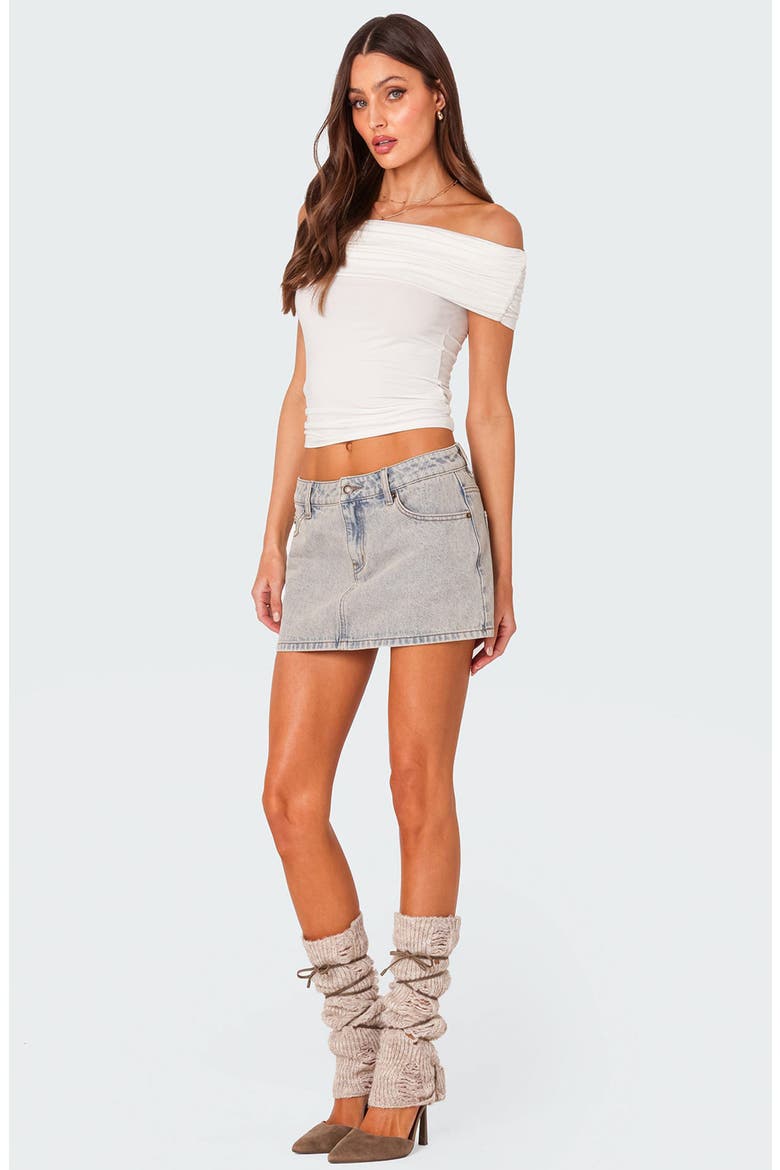 Strawberry Foldover Off the Shoulder Crop Top, Alternate, color, WHITE