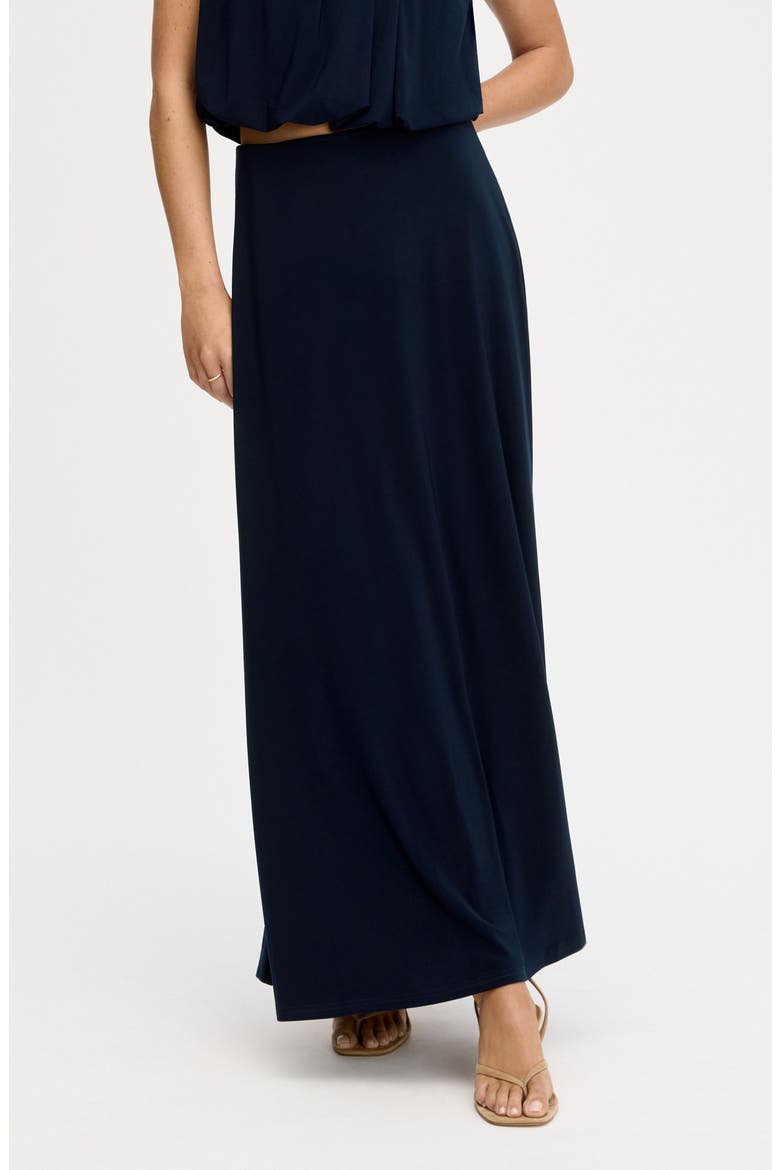 Gathered A-Line Midi Skirt, Main, color, NAVY