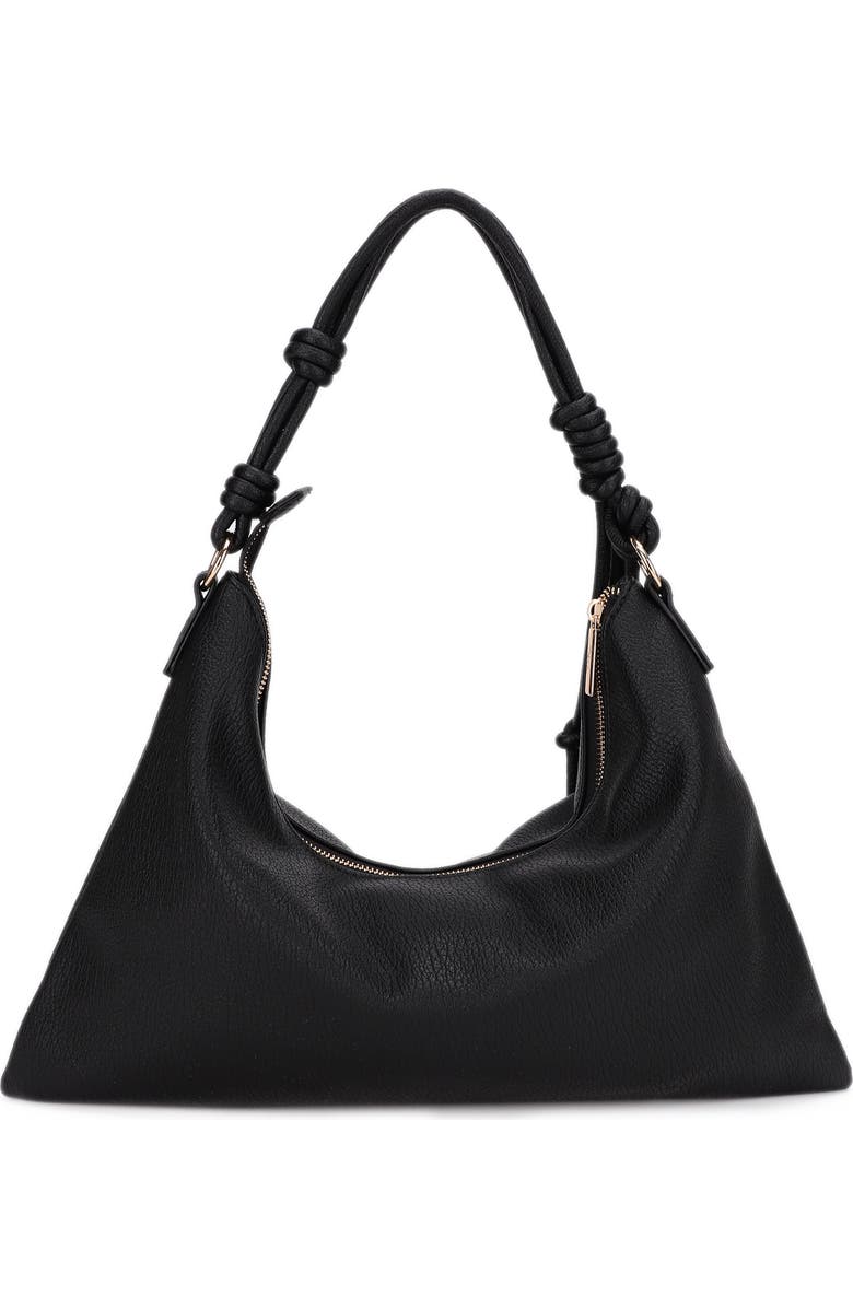 Mali + Lili Medium Iris Knotted Vegan Leather Shoulder Bag, Main, color, Black