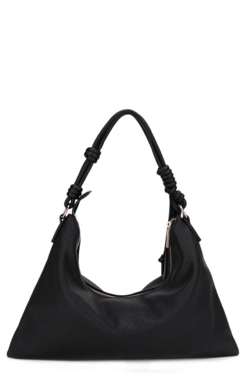 Medium Iris Knotted Vegan Leather Shoulder Bag
